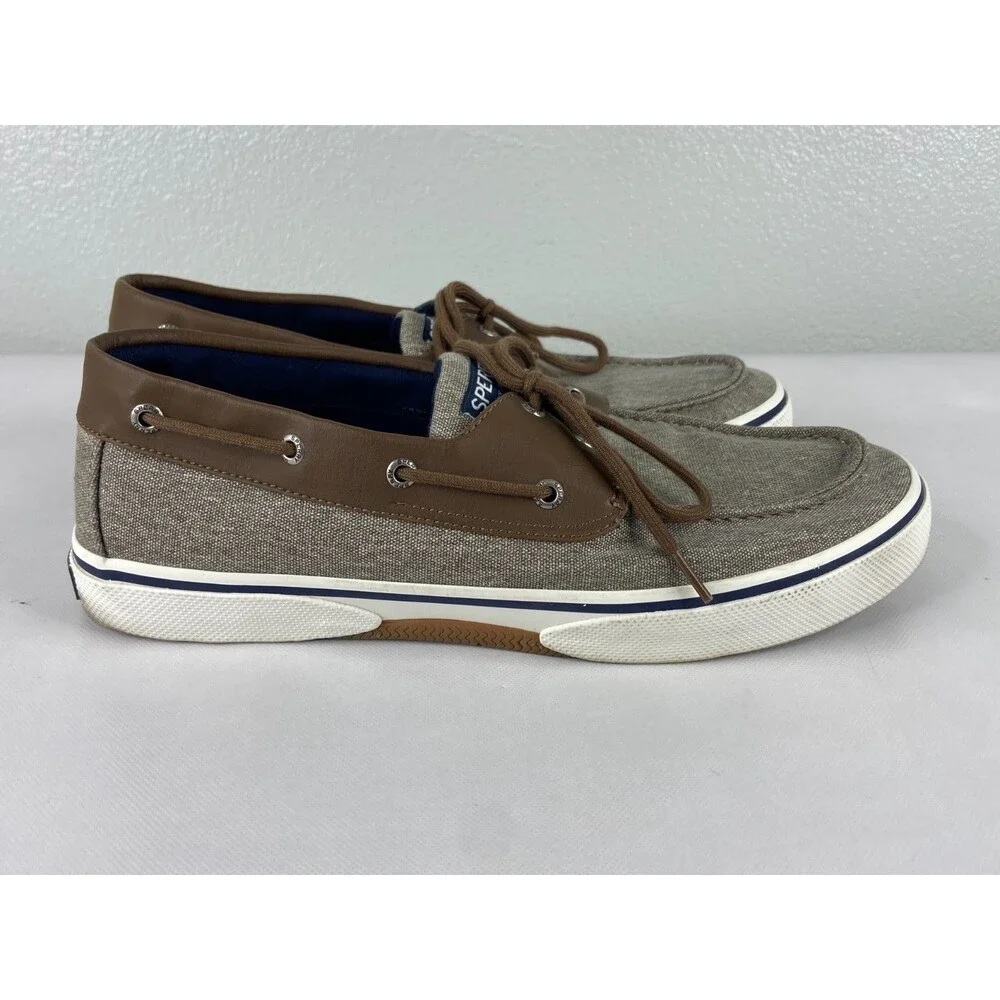 Sperry Men 12 Top Sider Grey Brown STS21489 Boat Shoe Classic Preppy Beach
